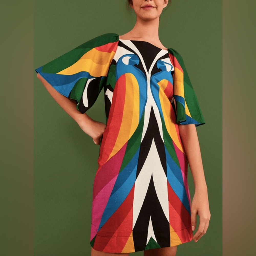 Short Macaw Stripe Print Dress
